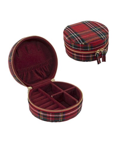 JOYERO REDONDO TARTAN ROJO