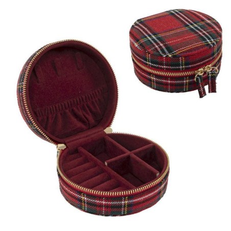 JOYERO REDONDO TARTAN ROJO