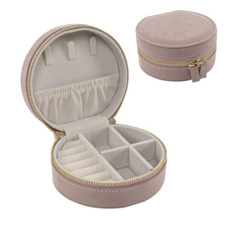 JOYERO REDONDO TERCIOPELO ROSA