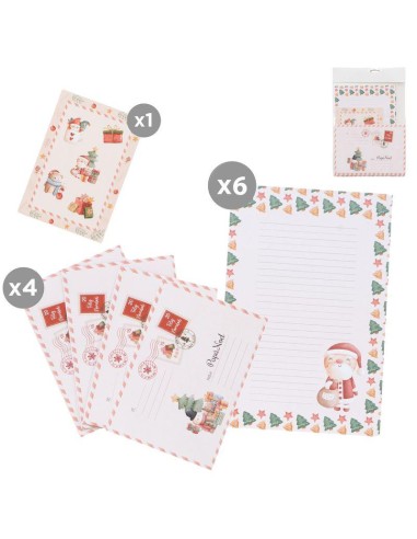 JUEGO DE 6 CARTAS CON 4 SOBRES PAPA NOEL