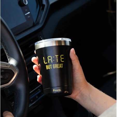 VASO TERMO NEGRO "LATE BUT GREAT"