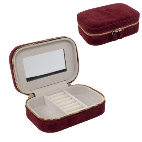 JOYERO VIAJE TERCIOPELO GRANATE