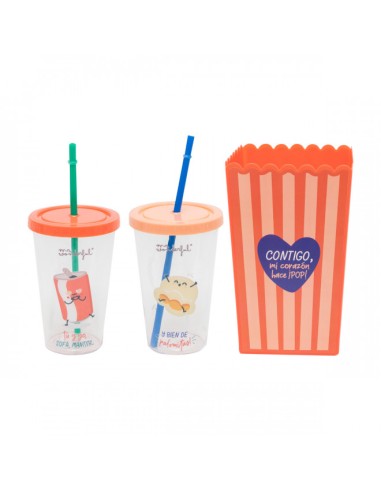 SET BOL DE PALOMITAS   DOS VASOS PARA PAREJAS 