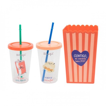 SET BOL DE PALOMITAS   DOS VASOS PARA PAREJAS 