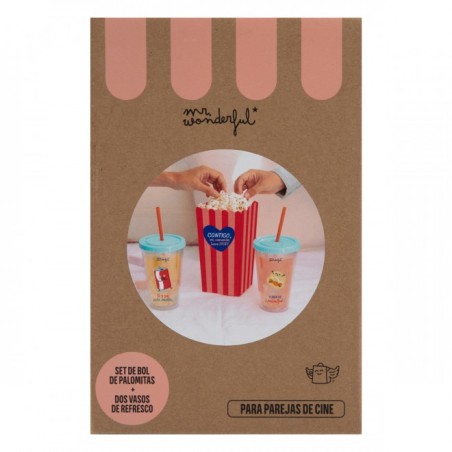 SET BOL DE PALOMITAS + DOS VASOS PARA PAREJAS