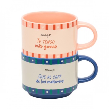 SET DE 2 TAZAS APILABLES - TE TENGO MÁS GANAS