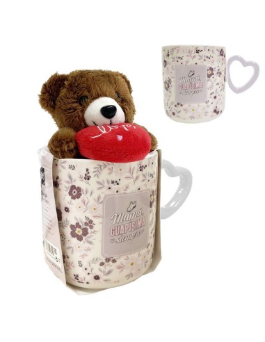 TAZA CON PELUCHE MAMÁ 348ML