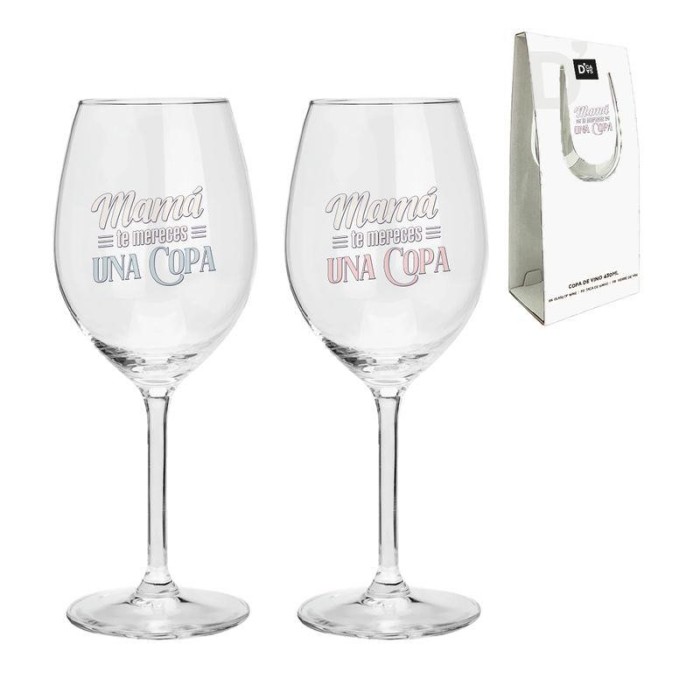 COPA DE VINO MAMÁ TE MERECES UNA COPA 430ML
