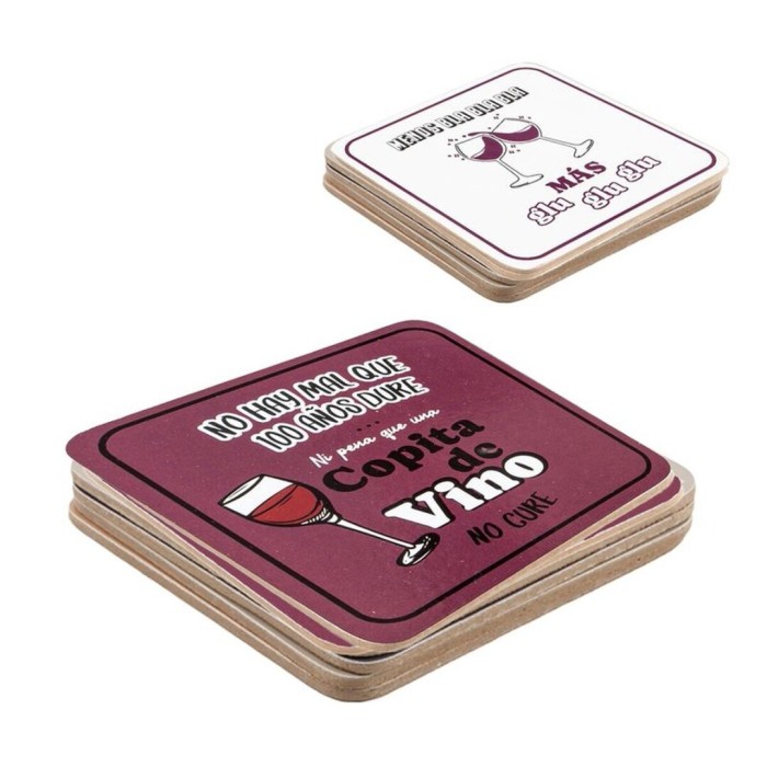 JUEGO 4 POSAVASOS VINO