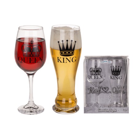 SET VASO Y COPA KING Y QUEEN