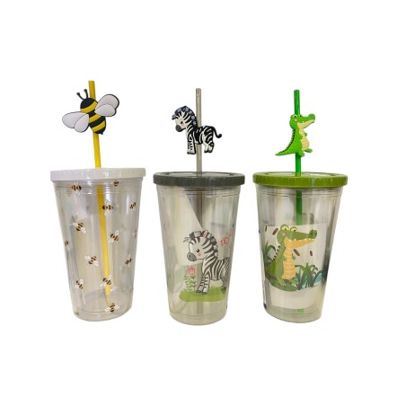 VASO CON PAJITA ANIMALES