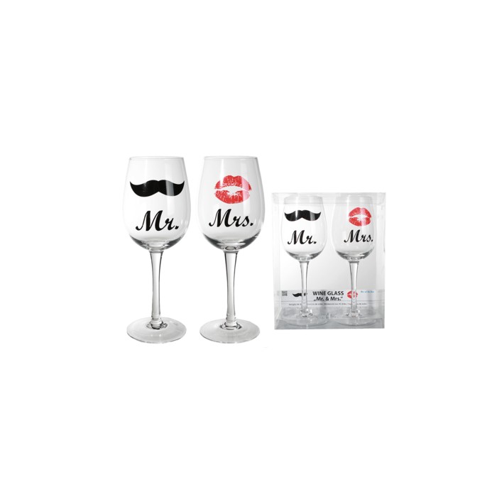 SET DE 2 COPAS DE VINO MR & MRS