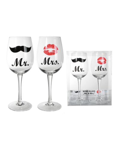 SET DE 2 COPAS DE VINO MR & MRS