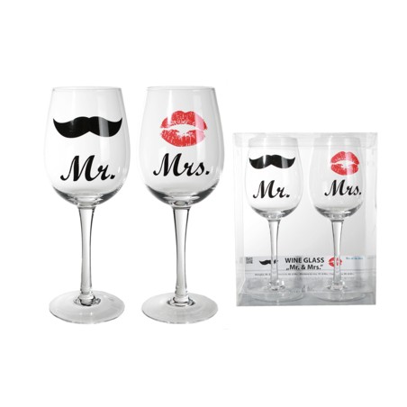 SET DE 2 COPAS DE VINO MR & MRS