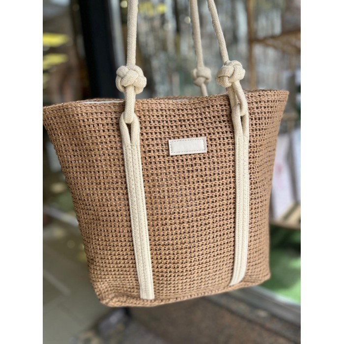 BOLSO SHOPPER RAFIA CRETA