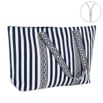 BOLSO RAYAS CON CREMALLERA DETALLE CINTA AZUL