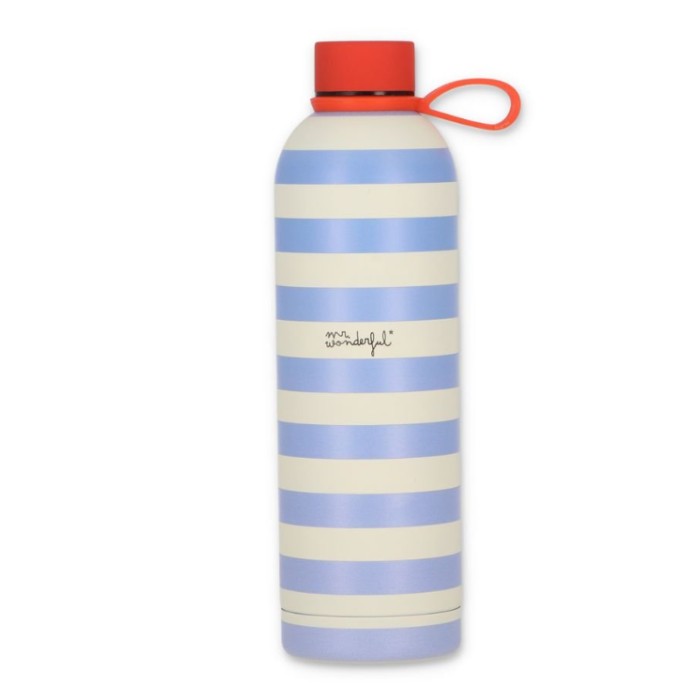 BOTELLA TÉRMICA RAYAS AZUL Y BEIGE - CAMINANDO BAJ