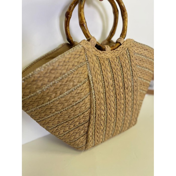 BOLSO GOLD CON ASA RIGIDA