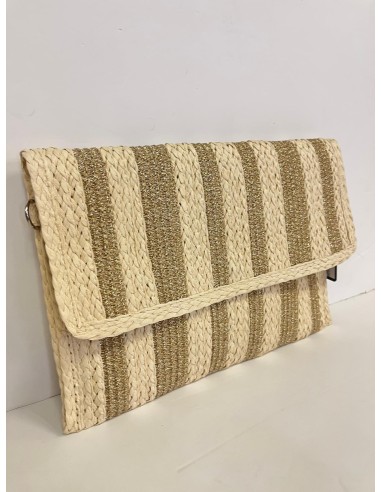 CARTERA DE MANO RAFIA DORADO
