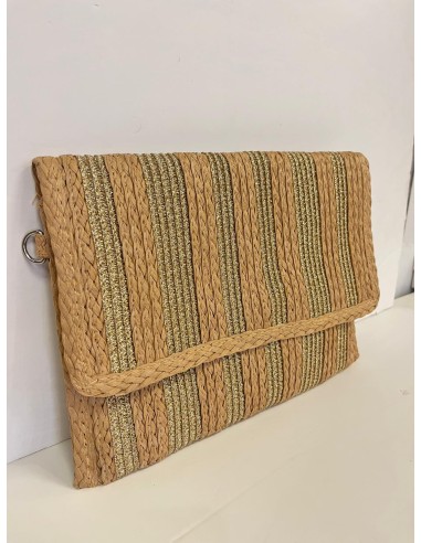 CARTERA DE MANO RAFIA DORADO
