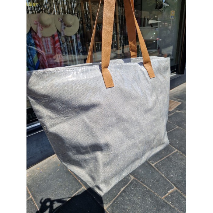 BOLSA DE PLAYA PLASTIFICADA PLATA