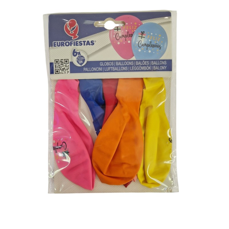 SET 6 GLOBOS FELIZ CUMPLEAÑOS