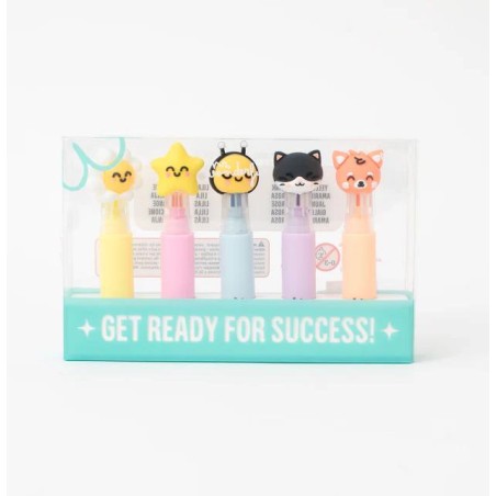 SET DE 5 SUBRAYADORES PASTEL - COLORES SUAVES  IDE