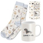 SET REGALO TAZA CON CALCETINES T 38-42 PERROS