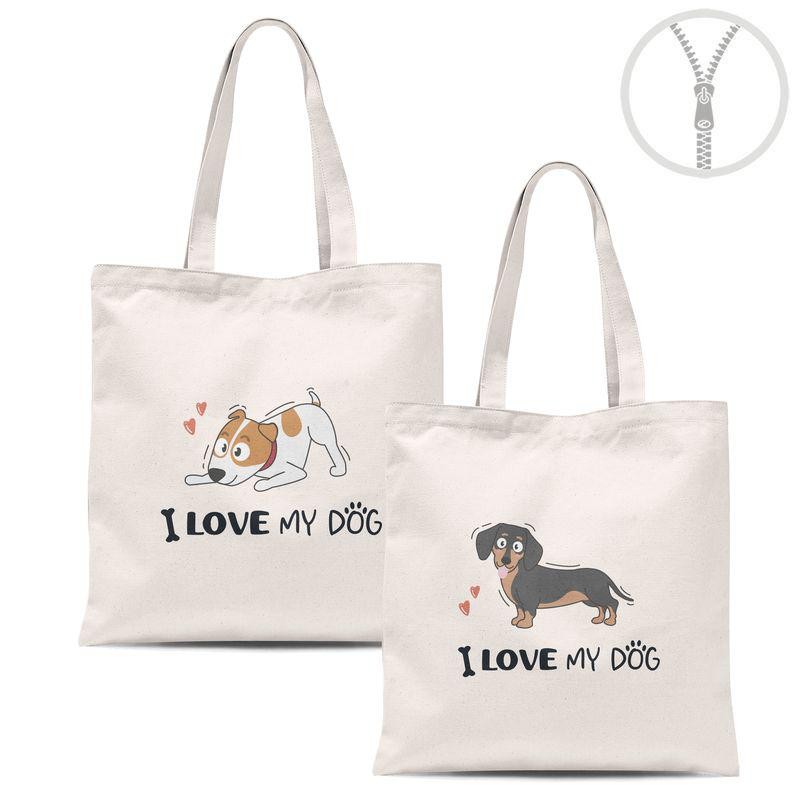 BOLSA ALGODON CON CREMALLERA PERROS