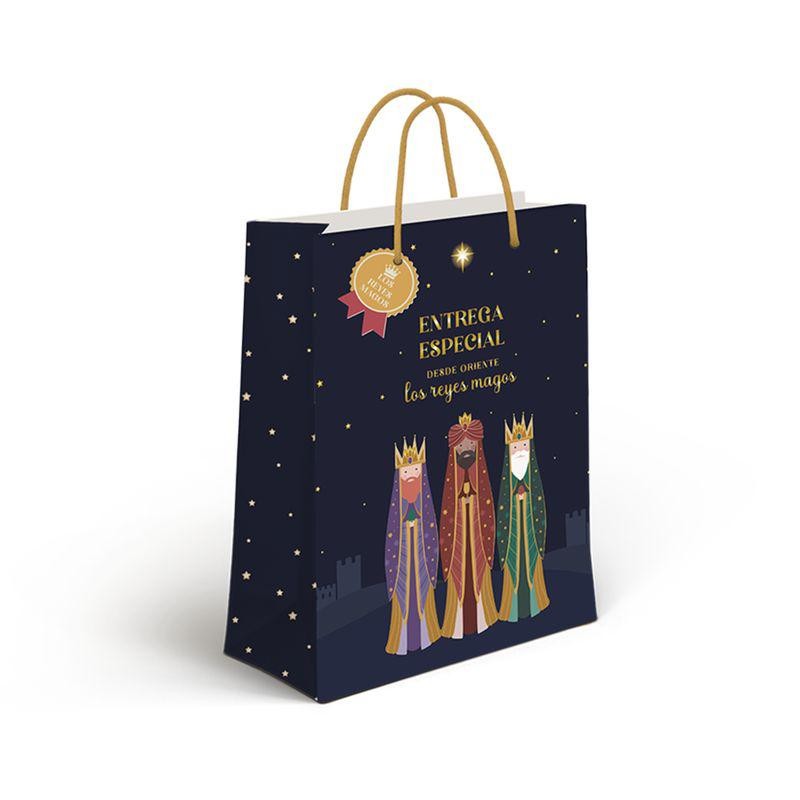 BOLSA PAPEL M REYES MAGOS ORO