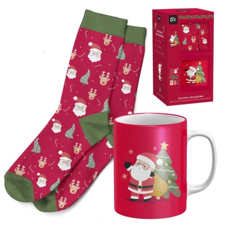 SET TAZA CON CALCETINES T 38-42 PAPÁ NOEL