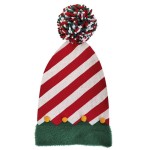 GORRO CON POMPON NAVIDAD RAYAS