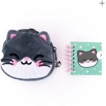 MONEDERO CON LLAVERO Y MINI LIBRETA GATO 