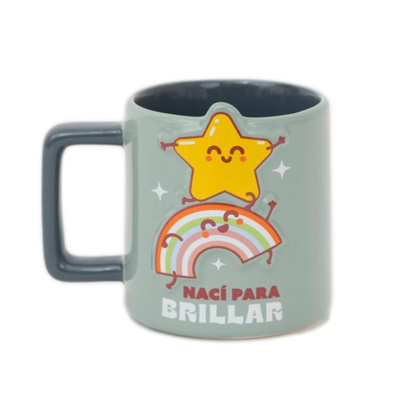 TAZA 3D ESTRELLA Y ARCOÍRIS - NACÍ PARA BRILLAR 