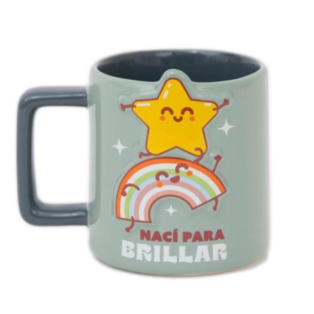 TAZA 3D ESTRELLA Y ARCOÍRIS - NACÍ PARA BRILLAR 