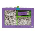 SET DE LIBRETA MONEDERO LLAVERO ANIMAL PRINT 