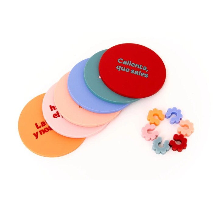 SET 6 POSAVASOS 6 IDENTFICADORES DE COPAS 