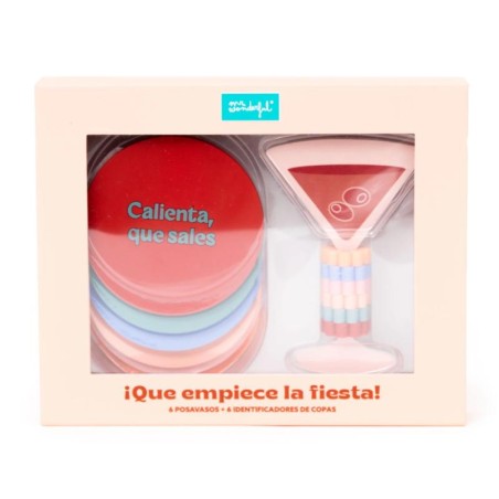 SET 6 POSAVASOS 6 IDENTFICADORES DE COPAS 