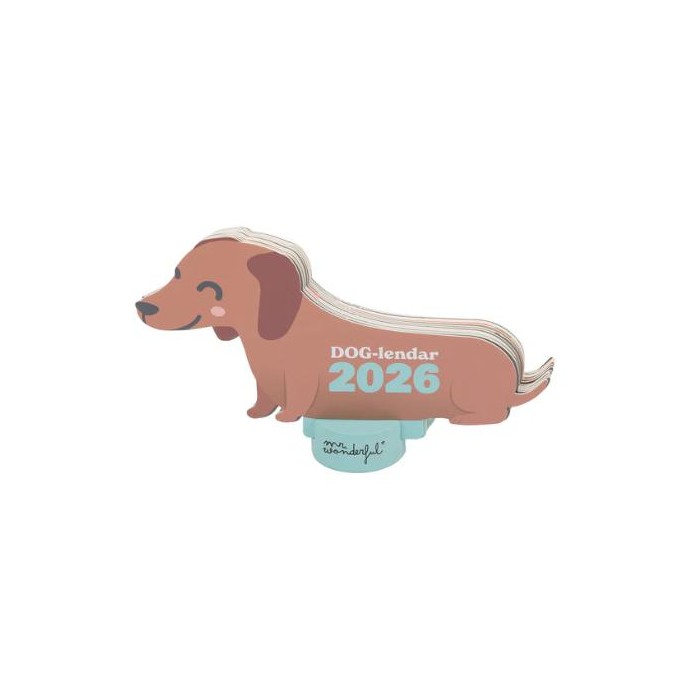 CALENDARIO DE SOBREMESA 2026 CON PEANA - DACHSHUND