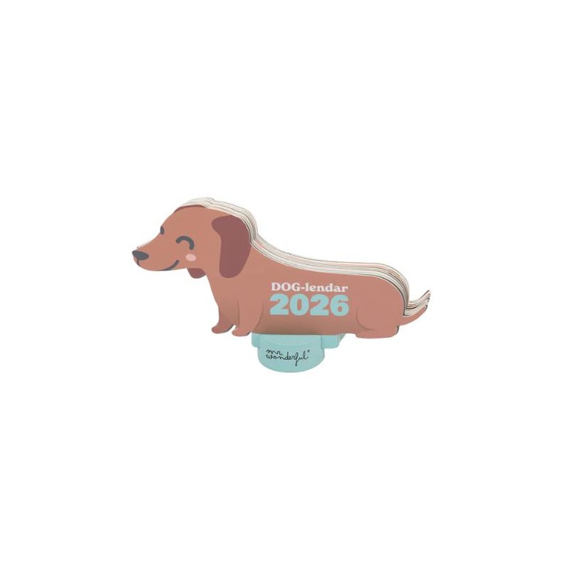 CALENDARIO DE SOBREMESA 2026 CON PEANA - DACHSHUND