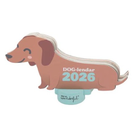 CALENDARIO DE SOBREMESA 2026 CON PEANA - DACHSHUND