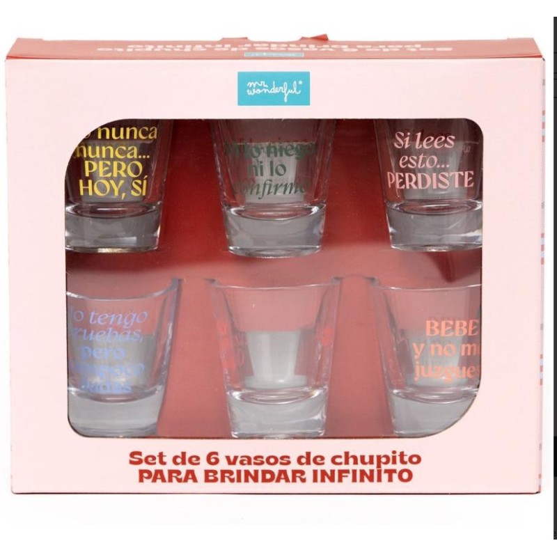 SET 6 VASOS DE CHUPITO PARA BRINDAR INFINITO 