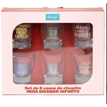 SET 6 VASOS DE CHUPITO PARA BRINDAR INFINITO 