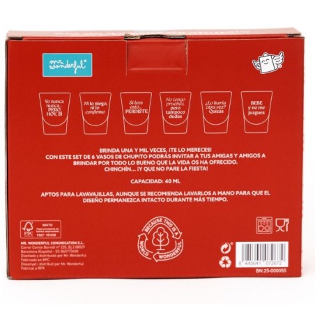 SET 6 VASOS DE CHUPITO PARA BRINDAR INFINITO 