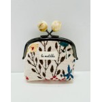 MONEDERO CLIP BEIGE FLORAL