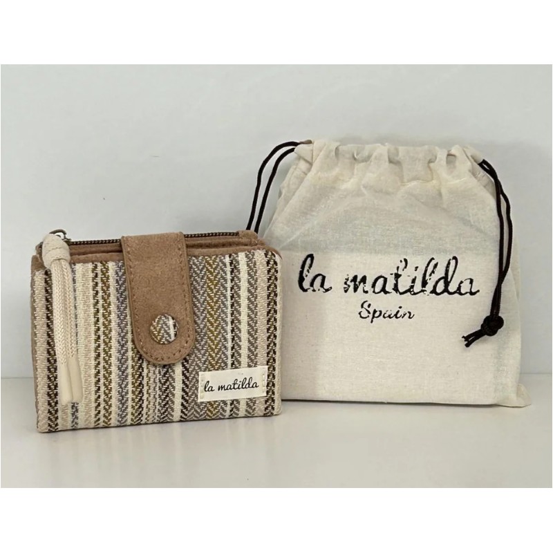 CARTERA PEQUEÑA RAYAS BEIGE