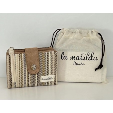 CARTERA PEQUEÑA RAYAS BEIGE