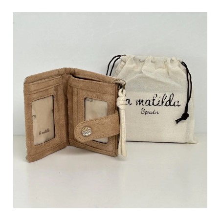 CARTERA PEQUEÑA RAYAS BEIGE