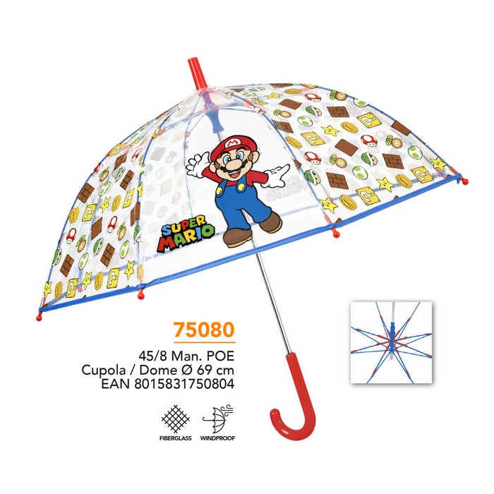 PARAGUAS SUPERMARIO TRANSPARENTE