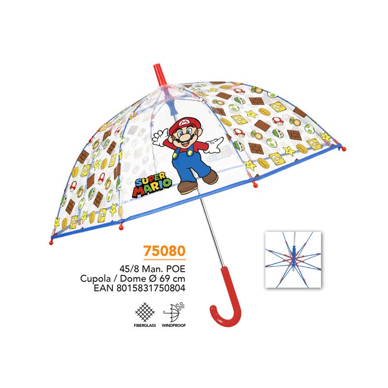 PARAGUAS SUPERMARIO TRANSPARENTE